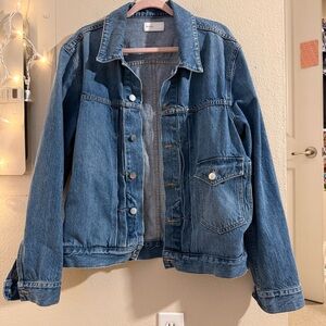 BLDWN Denim Jacket Medium Wash Classic Trucker Button Front Women’s